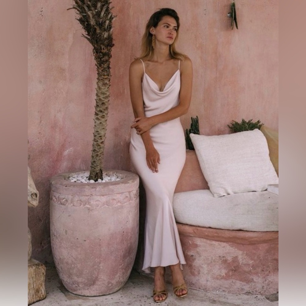 Shona Joy Luxe Bias Cowl Slip Dress Women’s Size 8 Porcelain‎ NWT Wedding